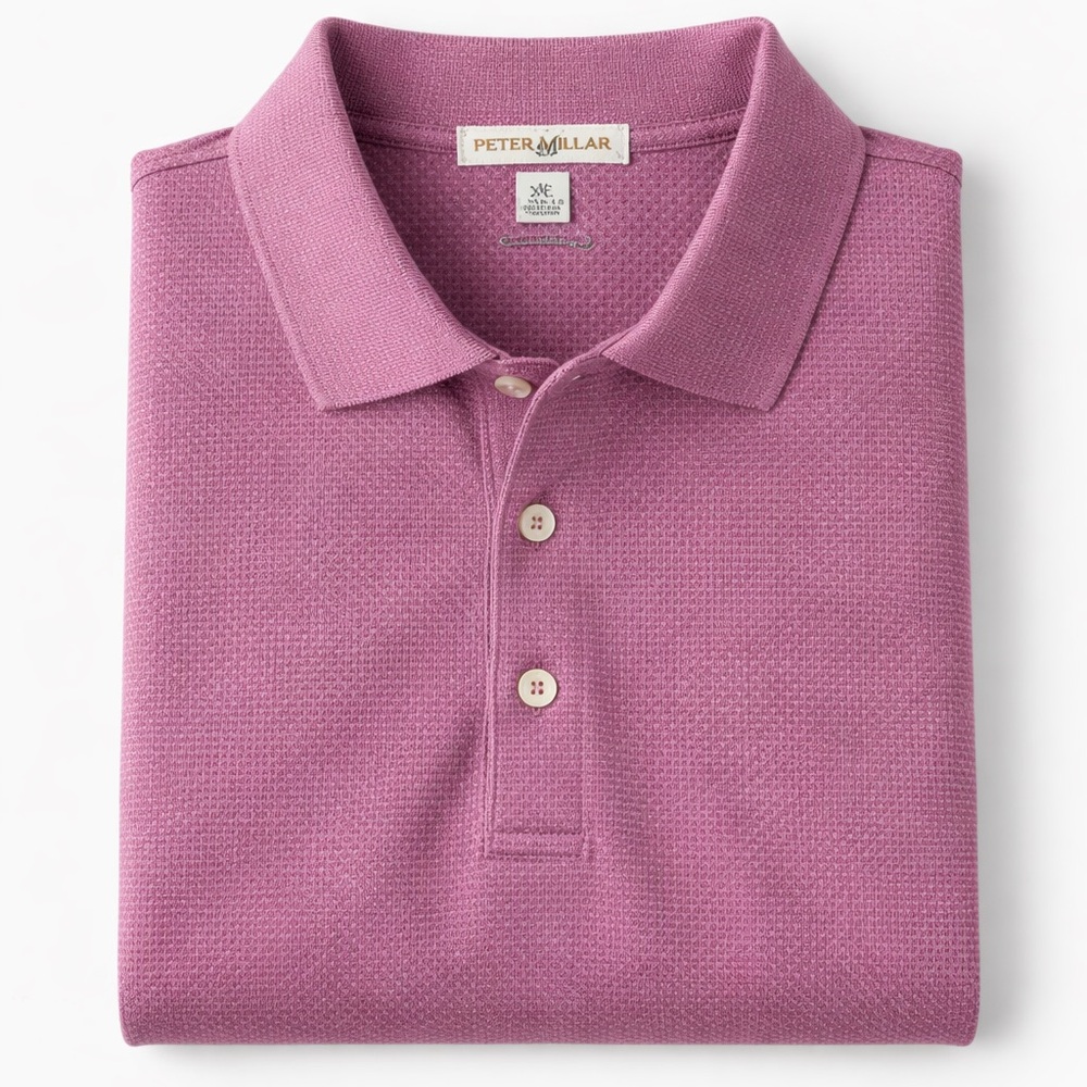 Peter Millar Mauve Micro Dot Cotton Polo Shirt XL Made in Korea
